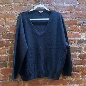 JCREW RELAXED CASHMERE VNECK BLACK SIZE L